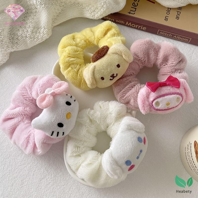 Heabety Sanro น่ารัก Cinnamorolls แหวนผมสาว Plush ขนาดใหญ่ Intese แหวนผม Kawaii Kuromis สาวเพื่อนอุปกรณ์เสริมของขวัญใหม่