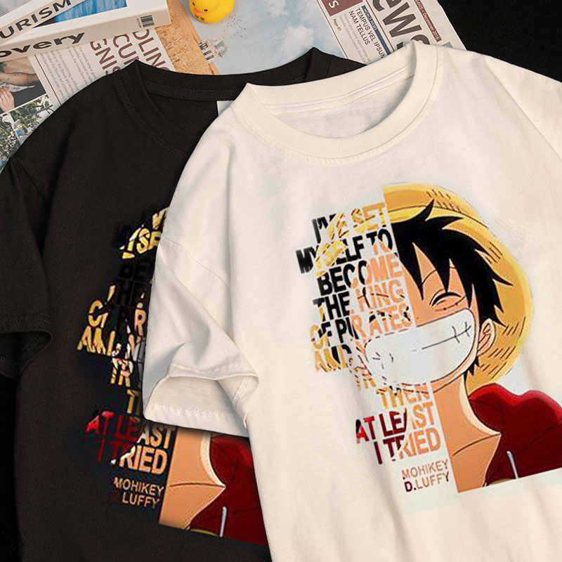 Basi💥 เสื้อยืด oversize unisex สกรีนหน้าหลัง ลาย "One Piece" ผ้าคอตตอน100% ใส่สบาย แนวสตรีท ฮิปฮอป