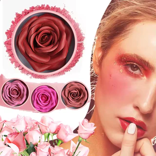 VERONNI บลัชออน 4 สี ดีไซน์กลีบกุหลาบดอกไม้ สามมิติ เม็ดสีเข้มข้น ติดทนยาวนาน ไฮไลท์กระจ่างใส ให้ลุคธรรมชาติ ของขวัญคริสต์มาส เครื่องสำอางใบหน้า