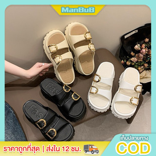 ManBu8🌞พร้อมส่ง🚚  วัสดุ EVA รองเท้าแตะแบบสวม ดีเทลสายคาด2เส้…