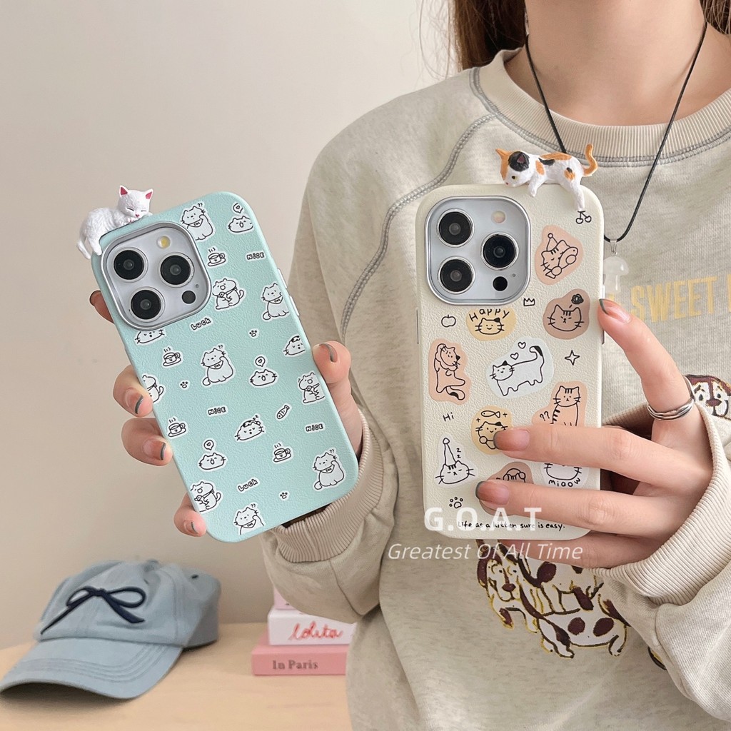Goat เคสหนังการ์ตูนที่ทันสมัยและน่ารัก เข้ากันได้กับ iPhone 16 15 14 13 Pro Max iPhone เคสนิ่มป้องกันป้องกันการตกฝาหลังกรณี
