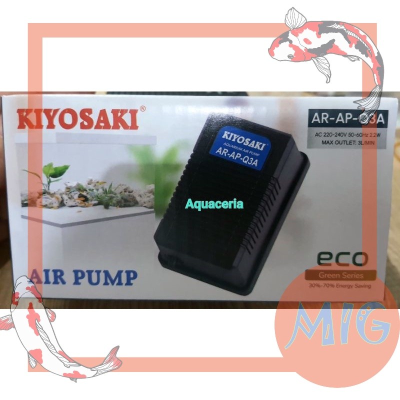 ปั๊มลมตู้ปลา เครื่องเติมอากาศ เอาต์พุต 1 หลุม kiyosaki AR AP Q3A Q 3 A