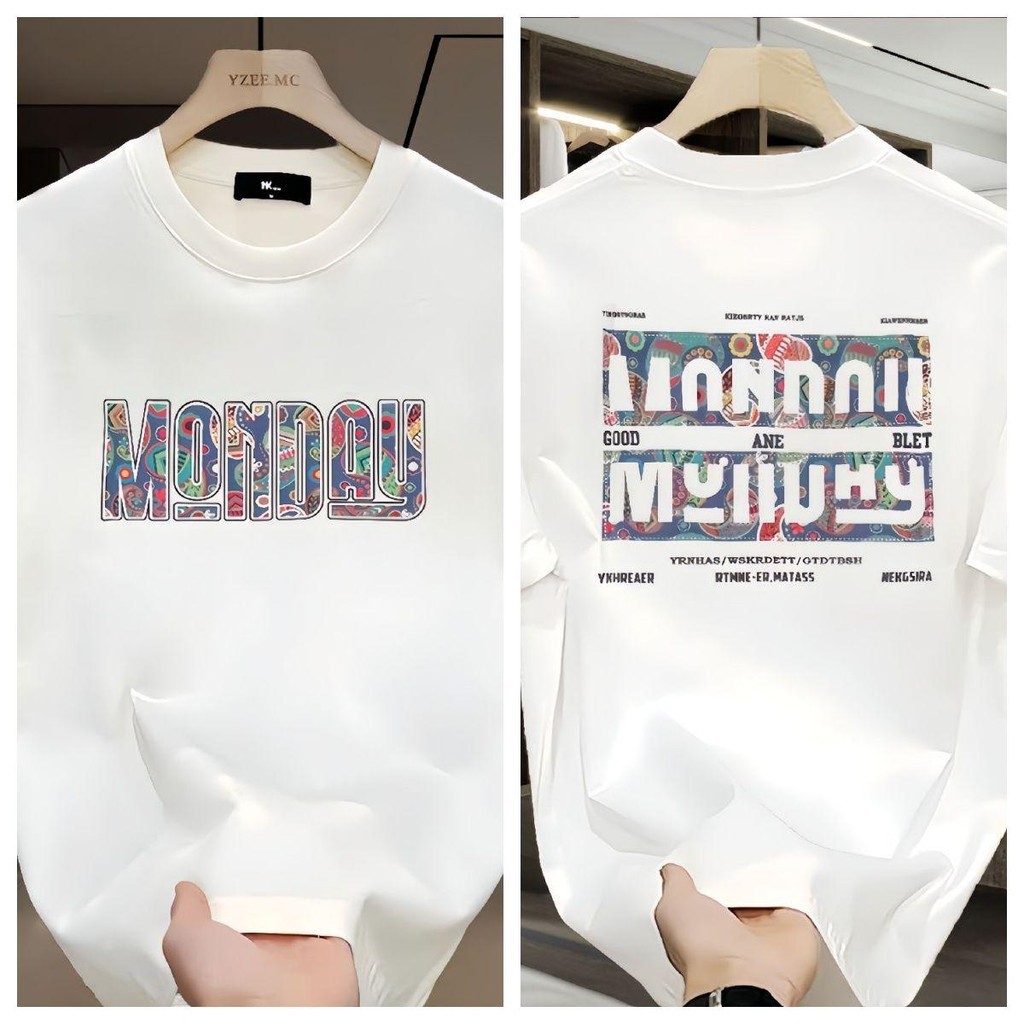 (จัดส่งตลอด 24 ชั่วโมง)Fanfei เสื้อยืดคอกลม ใส่ได้ทั้งผู้ชาย-ผู้หญิง เสื้อยืด ลายแฟชั่น มีให้เลือก 2 สี ดำ-ขาว