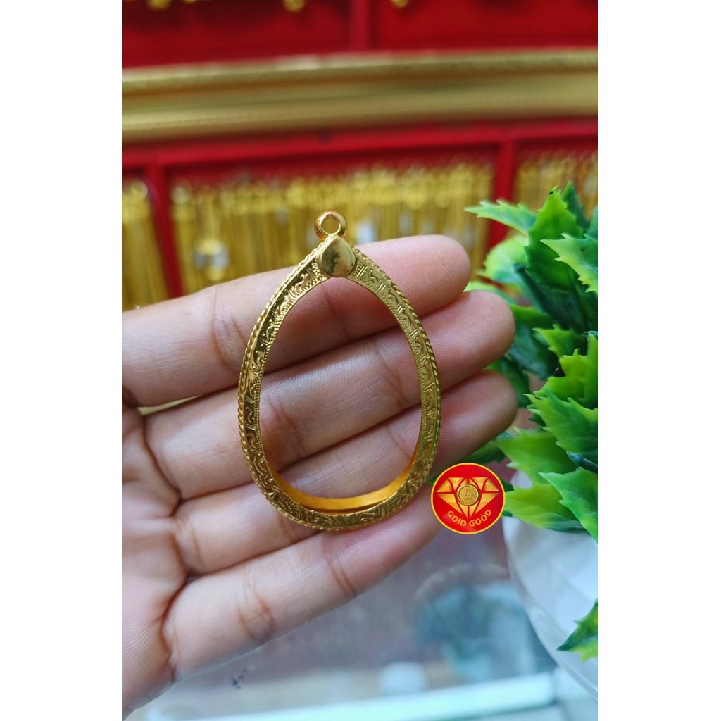 กรอบพระทองอิตารีรูปไข่เปิดห่วง พับหลังกันน้ำ