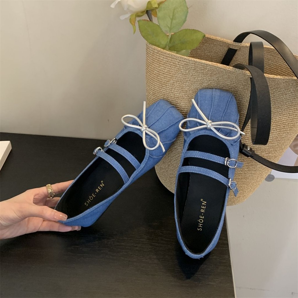กันลื่น Mary Jane Soft-Soled Boat Shoes Gentle New Style Casual French Style