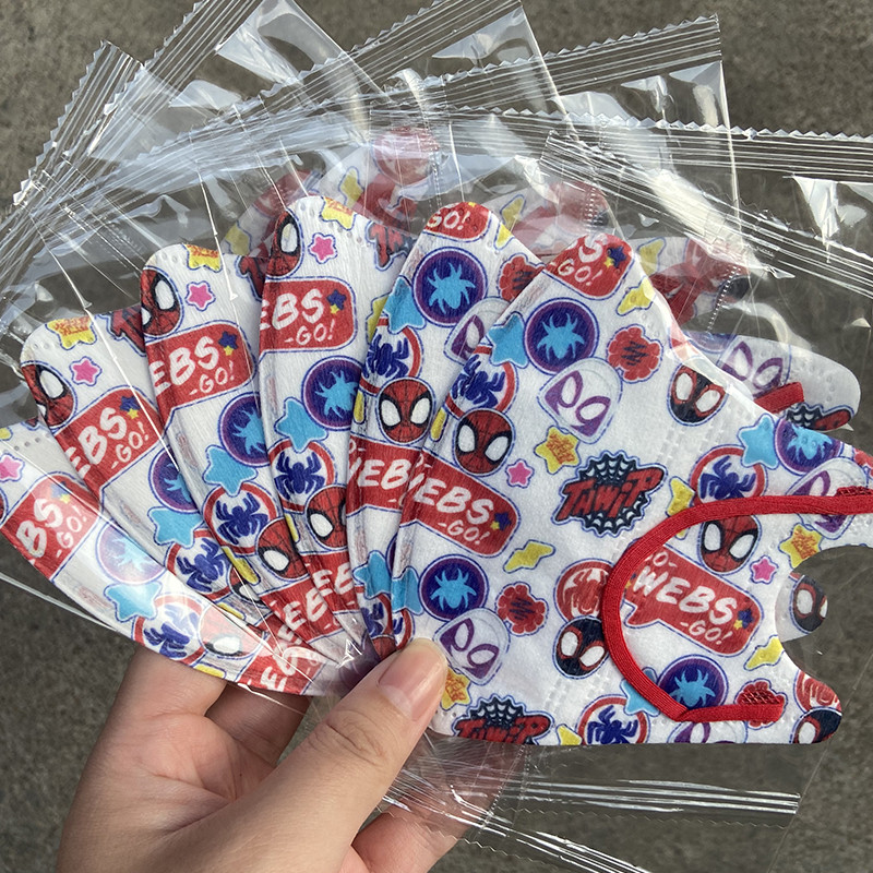Spider Man Marvel หน้ากากเด็กพิมพ์ลายการ์ตูน (บรรจุส่วนบุคคล) 3-12 Age Student School Boy Dust Mask 3D Kid Mask