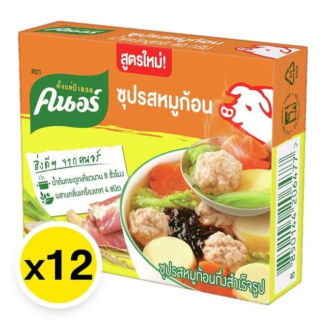 คนอร์ซุปก้อน รสหมู รสไก่  40 กรัม  6 กล่อง