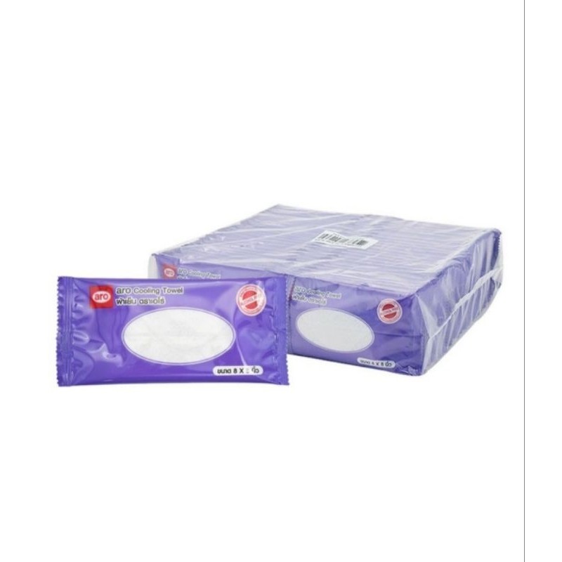 เอโร่ ผ้าขนหนูเย็น สีขาว 8x8 นิ้ว 50 ชิ้น