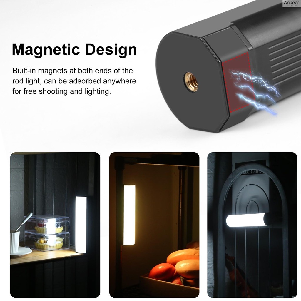 Puluz PU4138 17 ซม./6.7in แบบพกพา RGB Light Stick Magnetic LED Tube Light Wand 6W การถ่ายภาพเติมแสง 2500K-9000K หรี่แสงได้ 21 แสงแบตเตอรี่ในตัวสําหรับ Vlog Live Broad