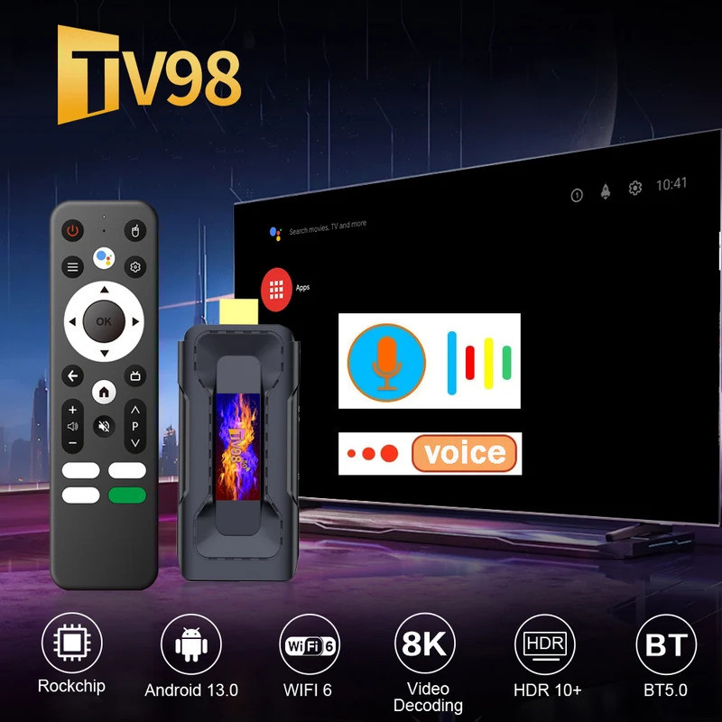 Tv98 TV dongle Android 13 8K 4K HD 2g 16g TV Box 2.4G 5.8G dual WiFi Smart TV Box BT 5.0เครื่องเล่นม