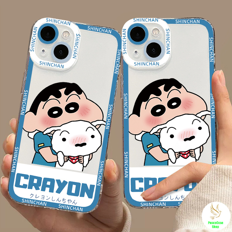 COD-ในไทย เคสแฟชั่น เครยอนชินจังน่ารัก อุ้มสุนัข สําหรับiPhone7 8 X 11 12 13 14 15 TPU เคสโทรศัพท์เลนส์ใสรวมทุกอย่าง