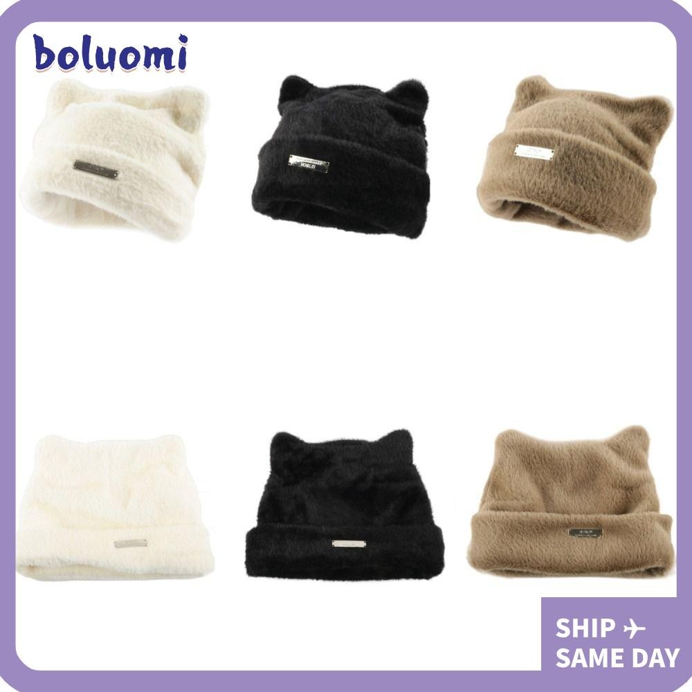 หมวกถัก โบลูโอมิ,หมวกอบอุ่นขนมิงค์เลียนแบบระบายอากาศ,แฟชั่นเผยใบหน้าดวงอาทิตย์ขนาดเล็กป้องกันหูแมวหมวกเย็นฤดูร้อน