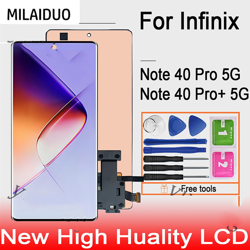 Original AMOLED Infinix Note 40 Pro 4G 5G หมายเหตุ 40 Pro Plus 5G จอแสดงผล LCD หน้าจอสัมผัสเปลี่ยน