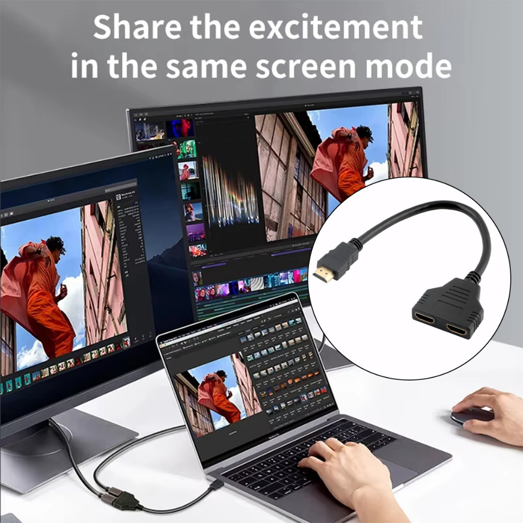 อะแดปเตอร์แปลงสายเคเบิ้ล HDMI 1 ออก 2 ขนาด30ซม.HDMI Full HD 1080P สายต่อ