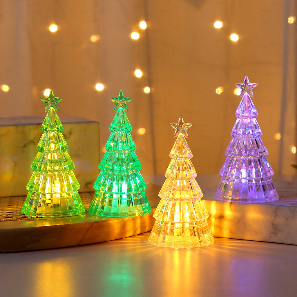 Fyg ตกแต่งคริสต์มาส luminous Christmas tree คริสตัล night light เดสก์ท็อปตกแต่งเครื่องประดับ led เทียนอิเล็กทรอนิกส์ light