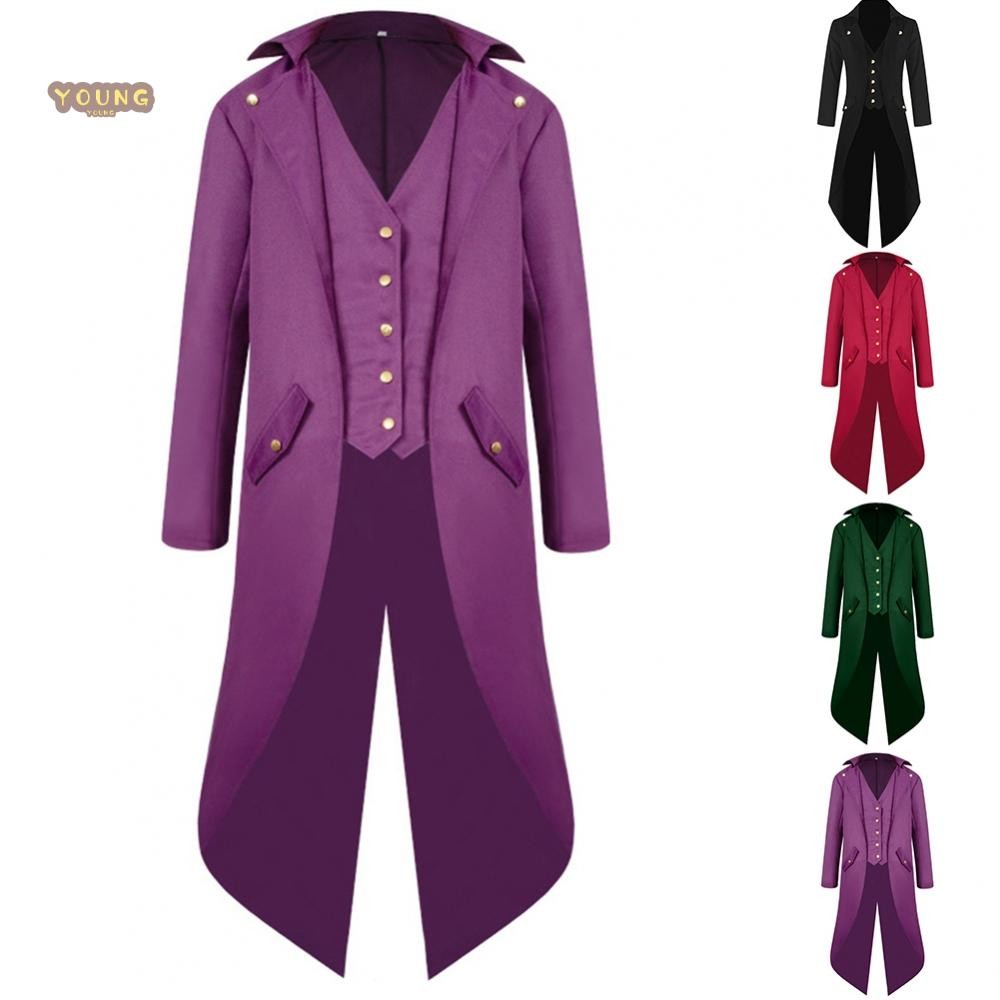 Coat Summer Victorian Carnival Collared Dark Green Gothic Long Sleeve Purple