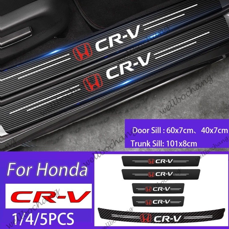 รถประตู Sill ด้านข้าง Anti Scratch Protector สติกเกอร์เกณฑ์คาร์บอน Fibre สติกเกอร์หนังสําหรับ Honda CRV CR-V G3 G4 G4.5 G5 G5.5 2022 Mugen Typre RS อุปกรณ์เสริม