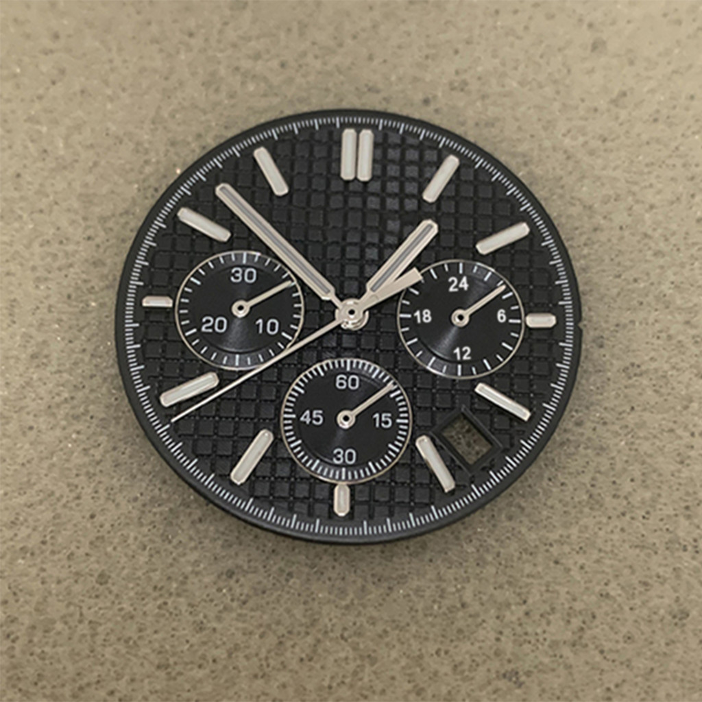 31.8 มม.นาฬิกา Dial Silver นาฬิกามือสีเขียว Luminous Multifunctional Quartz Dial สําหรับ Vk63 การเคล