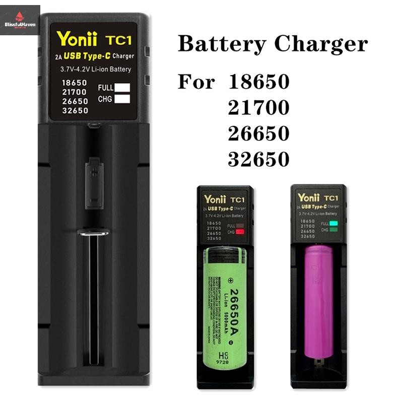 Cod USB-C Smart Charger Single Slots สําหรับ 18650 21700 26650.etc Nimh ใหม่