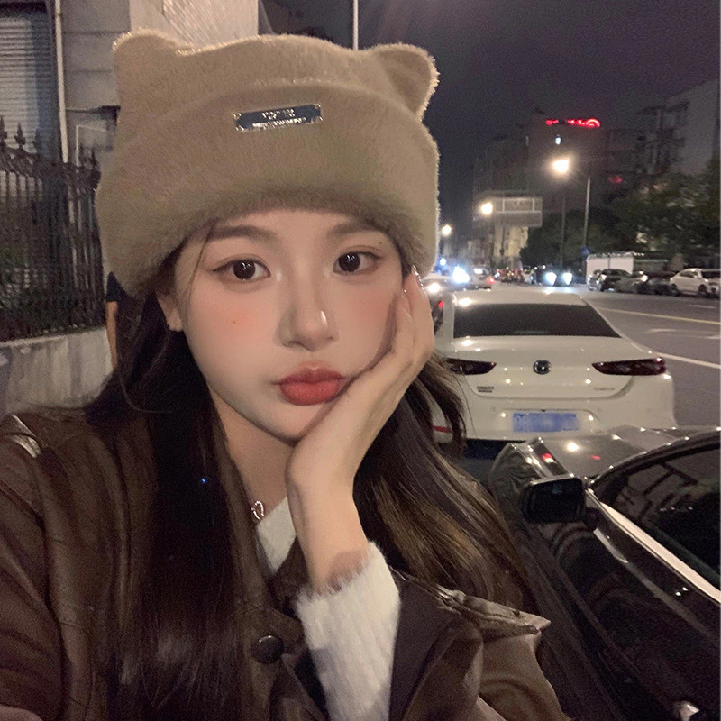 หมวกถักหูแมว ผ้าขนสัตว์เทียม แฟชั่นเกาหลี thumbnail 5