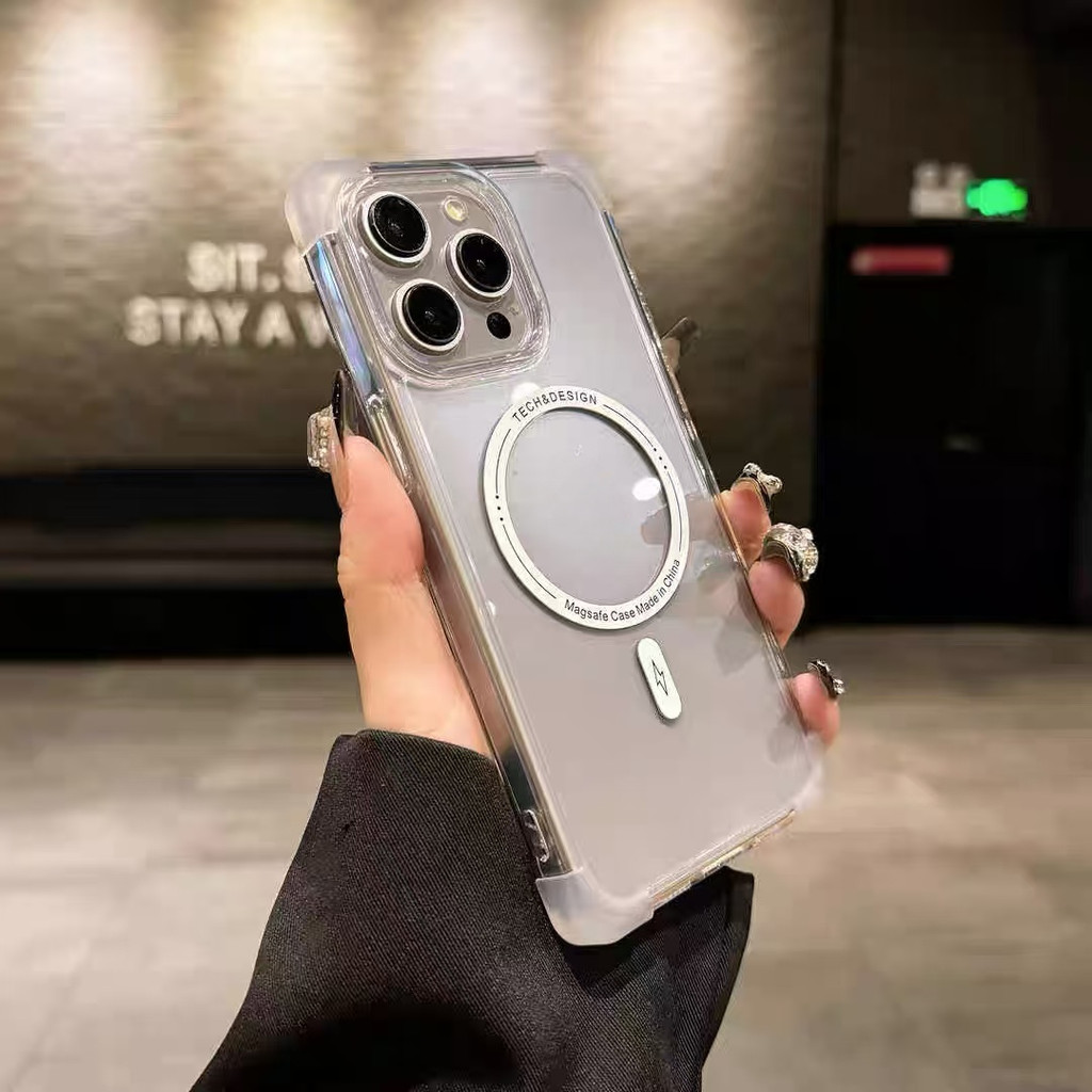 หรูหราสีทึบแม่เหล็กโปร่งใสอะคริลิคเคสโทรศัพท์สําหรับ ไอโฟน 16 มือโปร สูงสุด 15 14 13 12 11 มือโปร สูงสุด 16 บวก ปลอกกันกระแทกเลนส์กล้องป้องกันฮาร์ดปกหลัง ไอโฟน - รูปที่ 4