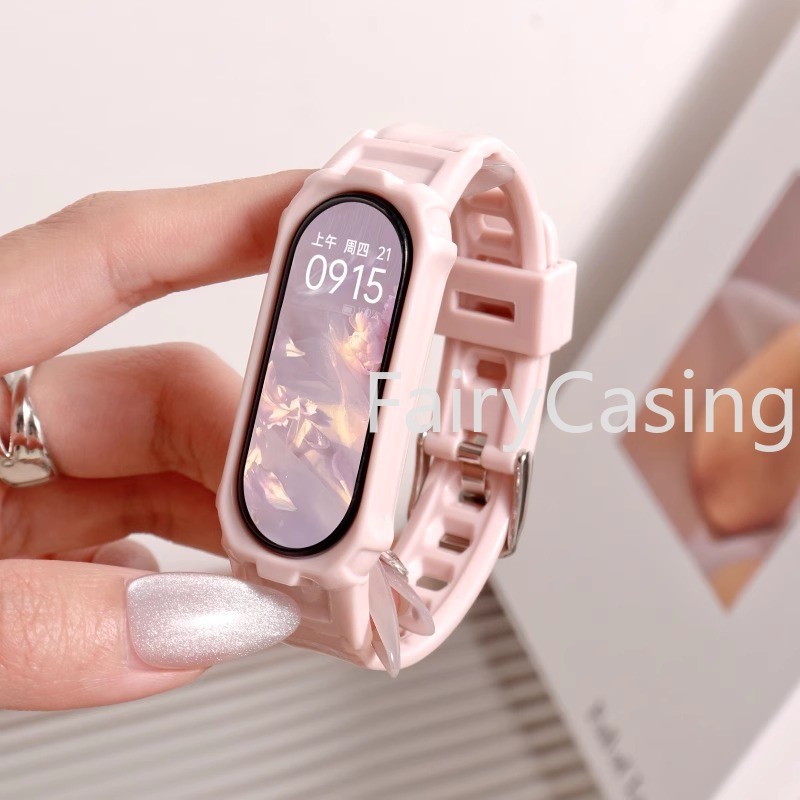Glacier Candy Color Armor TPU สายซิลิโคนสําหรับ Xiaomi Mi Band 7 6 5 4 3 สายรัดข้อมือป้องกันคลุมทั้งหมดอุปกรณ์เสริม