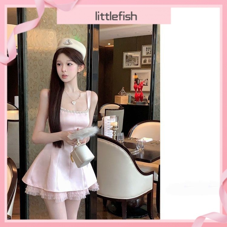 [Littlefish] สาวบริสุทธิ์ต้องการชุดเดรสระดับไฮเอนด์หวานและเผ็ดกระโปรงสั้นใหม่สำหรับสุภาพสตรีชุดเดรสมันวาว