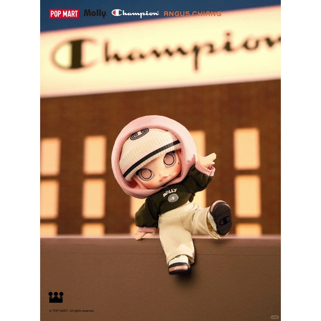 Popmart สปอตของแท้ MOLLY × CHAMPION ปลาสนุกมากรูปร่วม BJD ตุ๊กตาเคลื่อนย้ายได้เครื่องประดับอินเทรนด์
