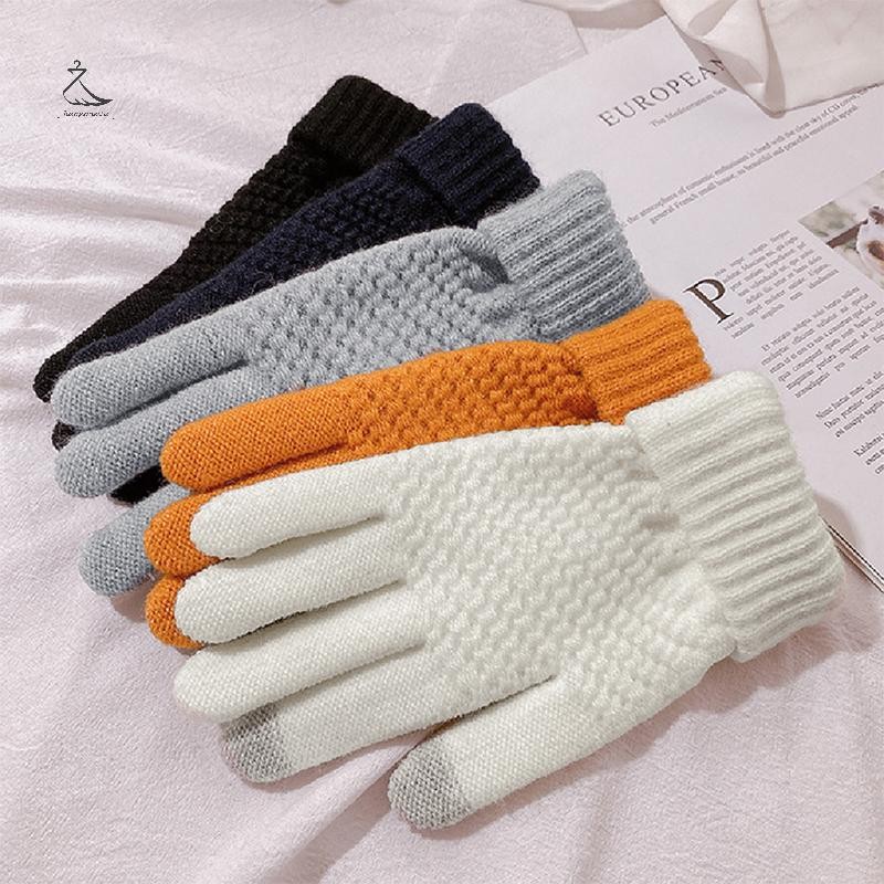 [HSSL] ใหม่หน้าจอสัมผัสถักถุงมือ Jacquard เส้นด้ายกํามะหยี่อบอุ่นและแฟชั่น MCL7717