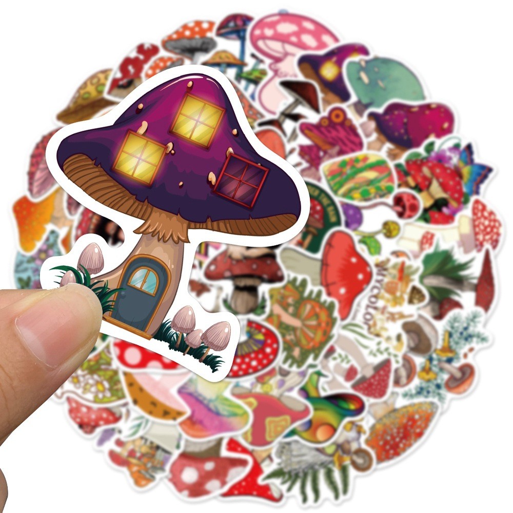 พร้อมส่ง เห็ด mushroom รุ้ง ป่าไม้ เทพนิยาย น่ารัก sticker สติกเกอร์กันน้ำรูปแบบที่แตกต่างกัน 50ชิ้น