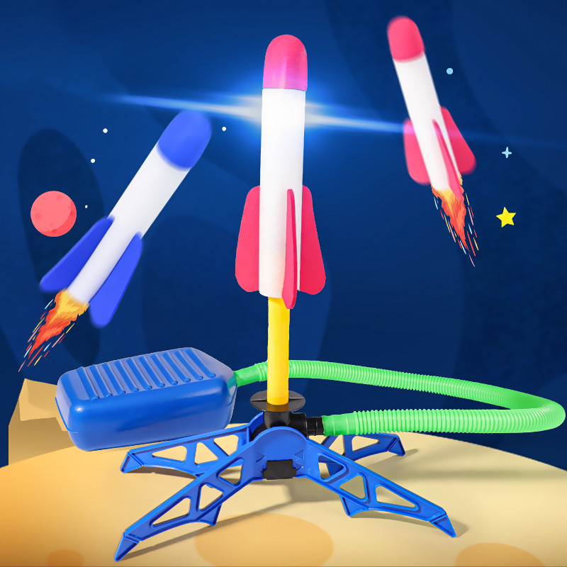กลางแจ้งเท้า Launcher Rocket ของเล่นความปลอดภัยกีฬากลางแจ้ง Air Pressed Stomp Rocket Pedal เกมสําหรับเด็กเท้าครอบครัวเกมของเล่น