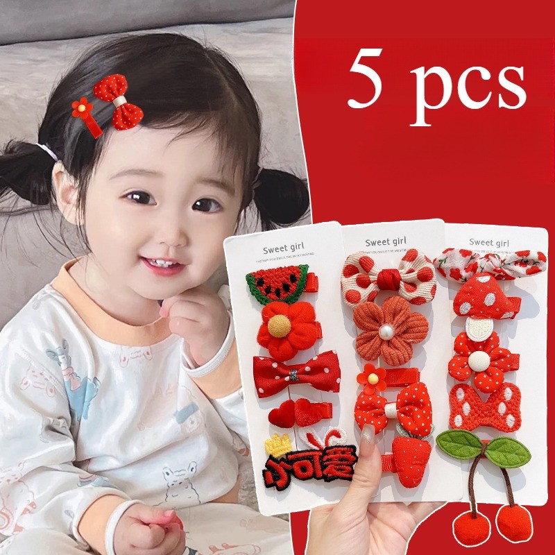 (5 ชิ้น) กิ๊บติดผมขนาดเล็กที่ปลอดภัยสําหรับเด็กสไตล์เกาหลีและเครื่องประดับผมเด็กน่ารัก