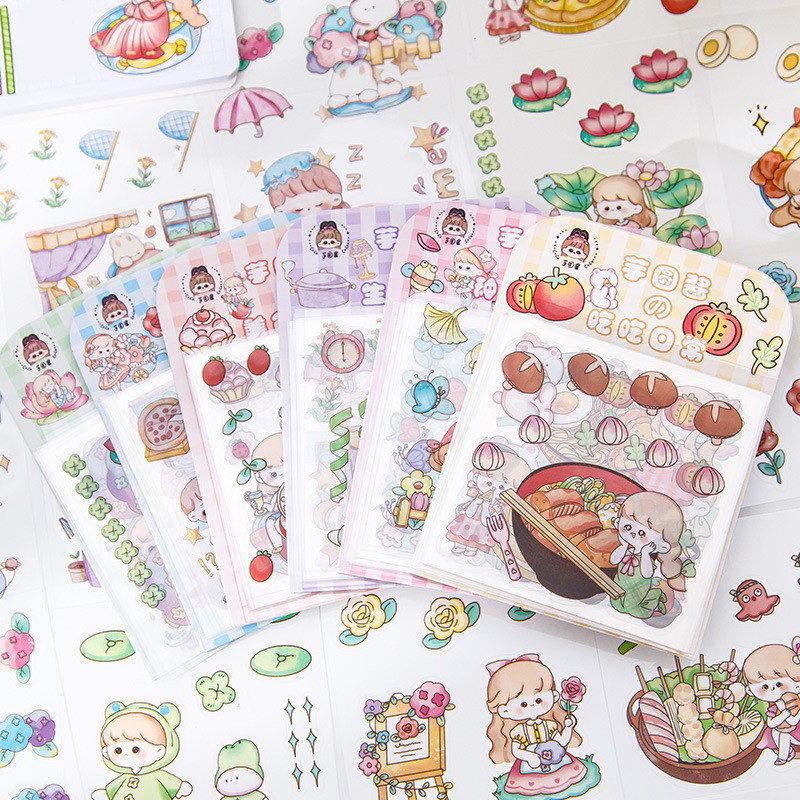 20 ชิ้นสาวการ์ตูนสติกเกอร์ PET Journal Deco DIY สติกเกอร์