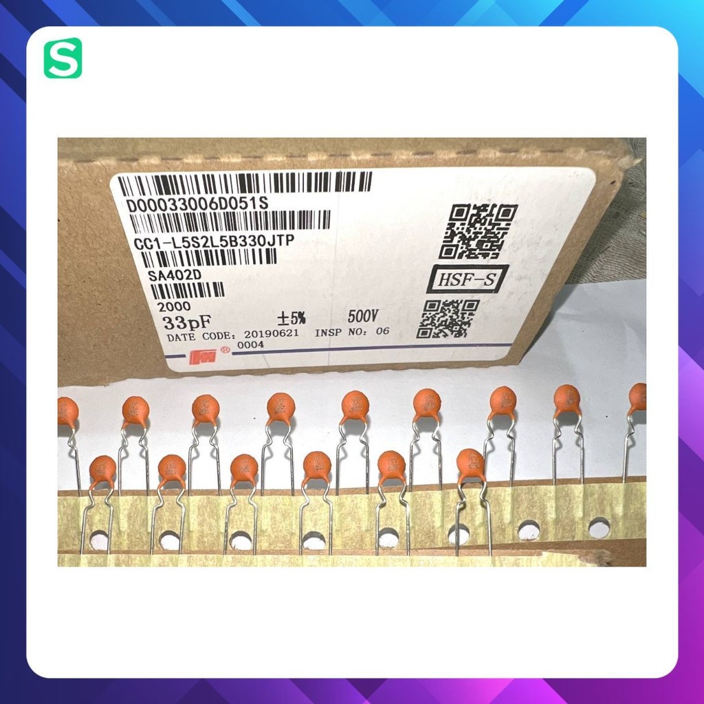 [ 50 ชิ้น ] ORANGE YELLOW CERAMIC CAPACITOR 5 % 500V => (22pF, 33pF, 100pF, 220pF )
