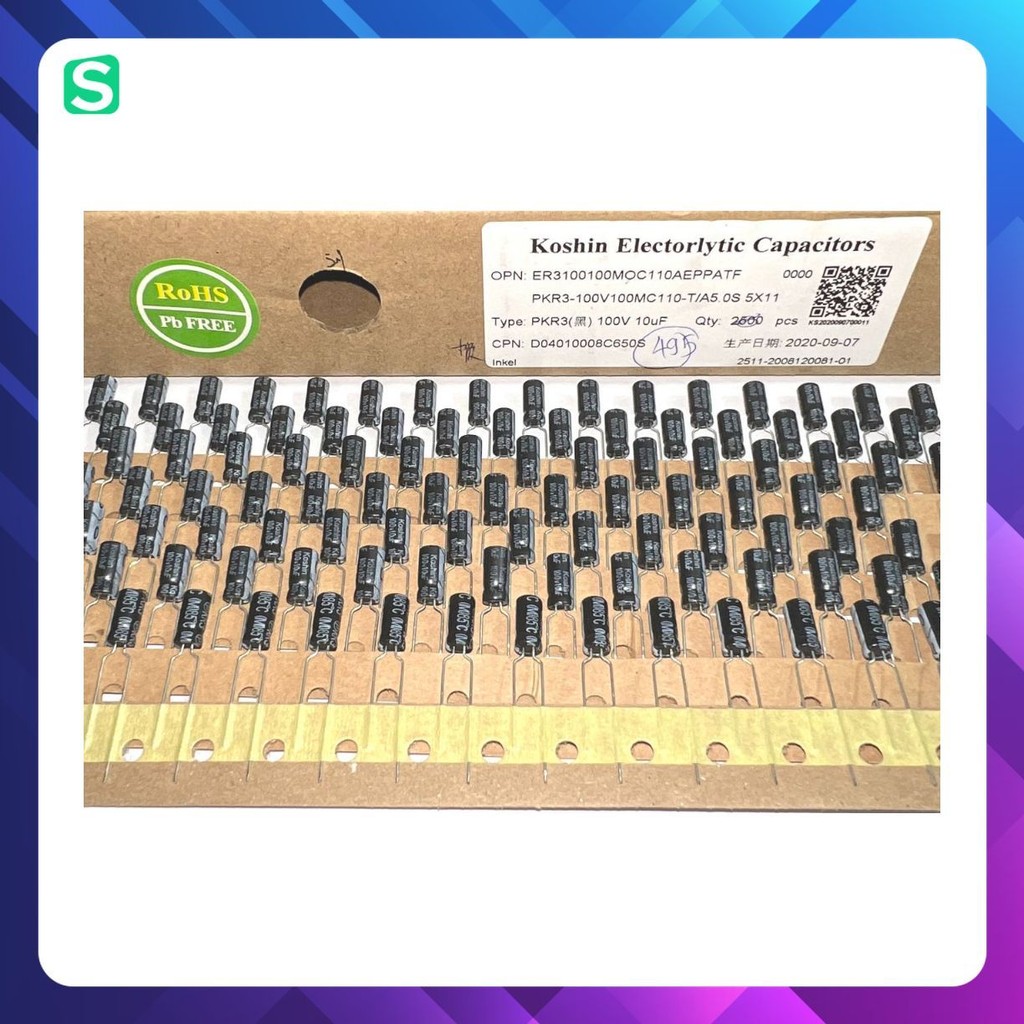 [ 20 ชิ้น ] ของแท้ 100V 10UF CAPACITOR OF KOSHIN, Suscon (100V10UF 10UF100V 10UF 100V)