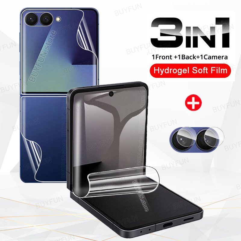 3-in-1 Back Protector +Front Hydrogel Film Screen protectors + lens film For Samsung Galaxy Z Flip 7