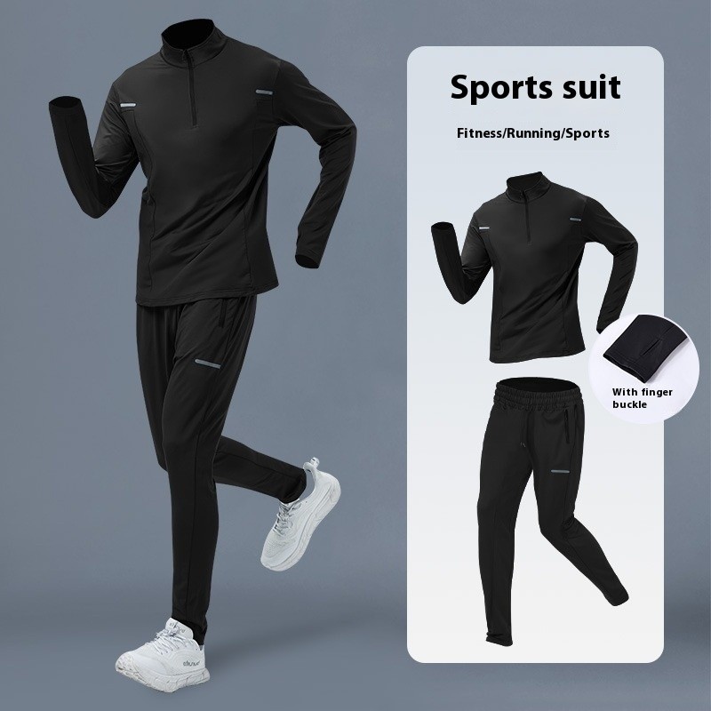 ชุดออกกำลังกายสำหรับผู้ชาย แขนยาว แห้งไว ระบายอากาศได้ดี เหมาะสำหรับวิ่งและขี่จักรยาน