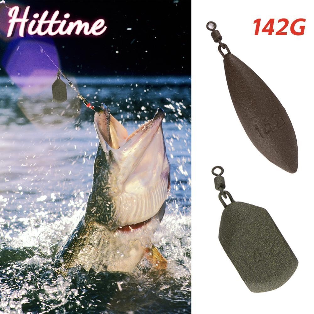 HITTIME 1PC 142G Ouli ตกปลาตกปลาตะกั่วจี้หมุนแหวน Anti-แขวนด้านล่าง Anti-Winding Lancet สแควร์ตะกั่ว