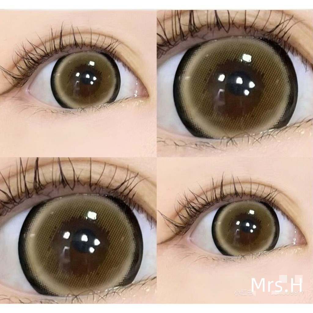 Mrs.H Big Eyes สีน้ําตาลสีเทาสีตุ๊กตาคอนแทคเลนส์ตาเลนส์นุ่ม 14.2-14.5 มม. ซ่อนรูป 美眼镜