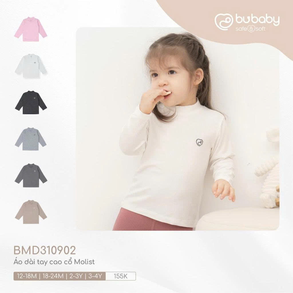 BU Baby (12M-4Y) เสื้อคอเต่าแขนยาวสําหรับเด็กทารกทําจากใยโอ๊ค - Molist BMD310902 | เสื้อผ้า Bubaby ข