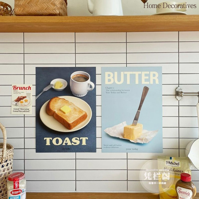 คลาสสิกเนยขนมปังปิ้งขนมปังโปสเตอร์ร้านขนมภาพพื้นหลังจัดแขวนภาพวาด
