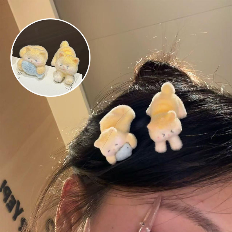 คลิปหน้าม้าและลูกแมว สำหรับผมหัก พร้อมคลิปปากเป็ดและกิ๊บติดผม