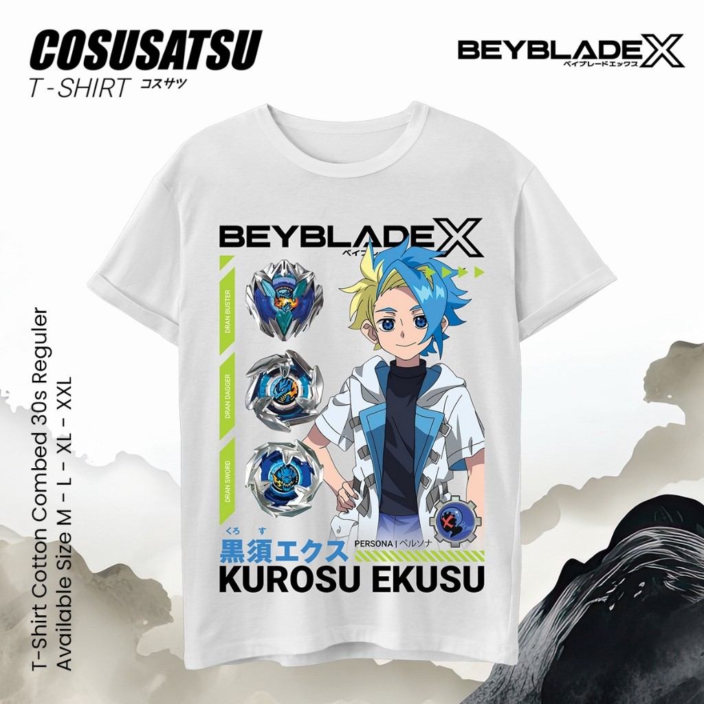 🤞🔥 เสื้อยืด Kurosu Ekusu Jaxon Cross Beyblade X Kaos