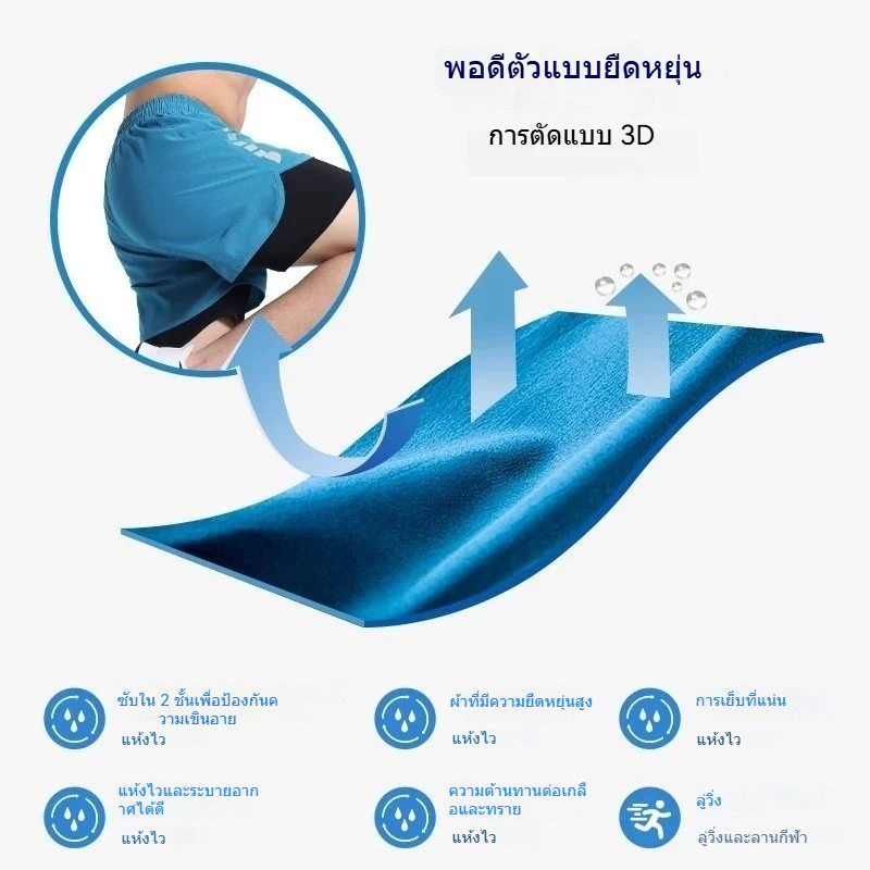 MANSTR กางเกงขาสั้นวิ่ง 2-in-1 แห้งเร็ว มีกระเป๋า thumbnail 5