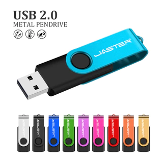 JASTER เงินคลิป USB แฟลชไดรฟ์ 128MB 512MB 2GB หมุนได้ปากกาสีสันสดใส 4GB 8GB 16GB ฟรีพวงกุญแจ USB Stick 32GB