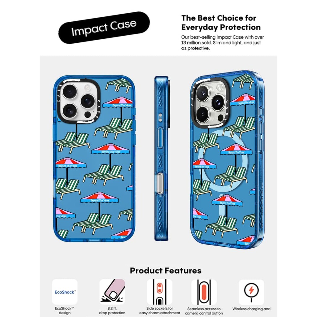 CASECASE X Beyond The Vines Multi Deck เก้าอี้กรณี Sky สีฟ้าใสแม่เหล็กดูด Impact สําหรับ Apple IPhon