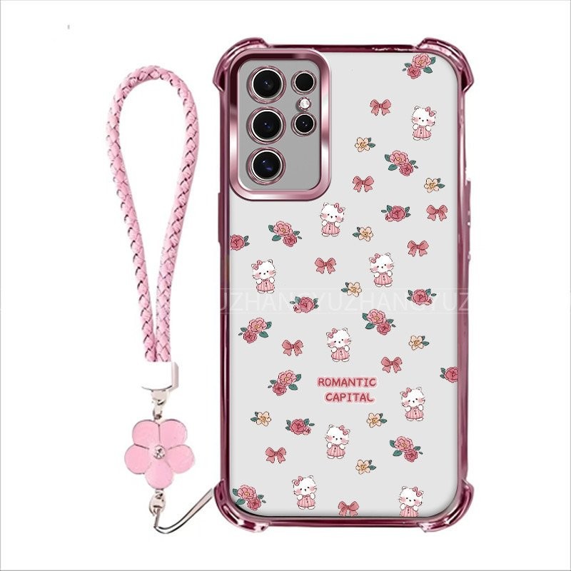 แถมเชือกเส้นเล็กปลอก Samsung S24 fe ultra S25 เคสโทรศัพท์พร้อมขอบสําหรับใหม่ซิลิโคนสี่มุมป้องกันการต