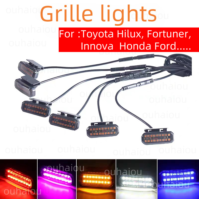 LED ด้านหน้า Grille Light สําหรับ Hliux revo fortuner Ford F-150 Ranger ไฟวิ่งกลางวันล้อคิ้วโคมไฟสําหรับรถกระบะ 12V