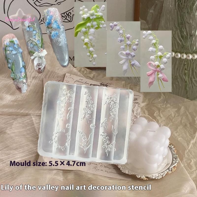 <DBFl-t> ใหม่ Lotus Orchid ซิลิโคนเล็บแม่พิมพ์ดอกไม้เล็บแกะสลักตกแต่งเล็บ DIY Design Stereoscopic แผ่นปั๊มเครื่องมือใหม่