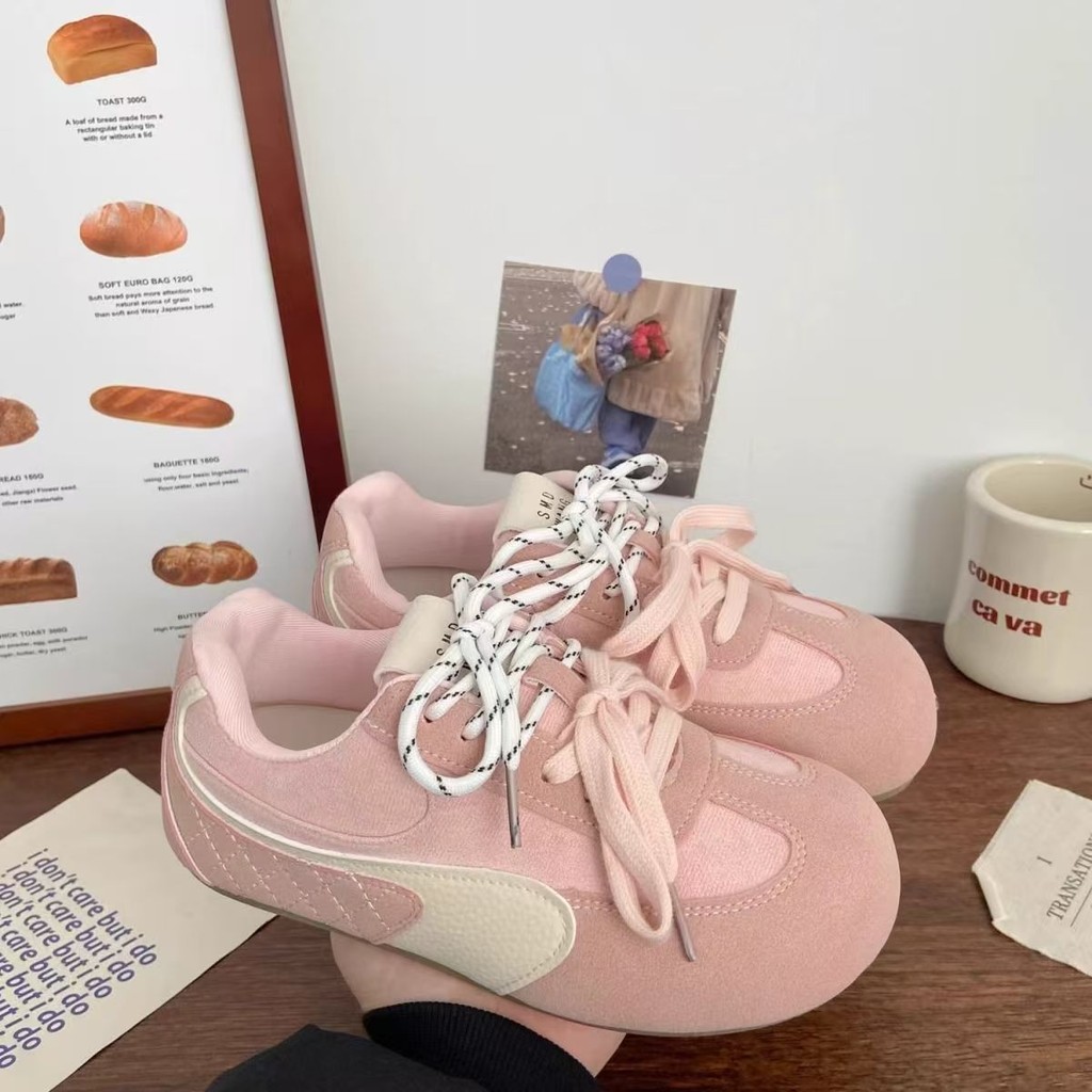 รองเท้าหัวโต Dopamine Mango รองเท้าผ้าใบฝึกเยอรมันผู้หญิงฤดูใบไม้ผลิเก๋ Niche Bread Forrest Gump Bal